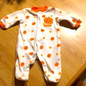 Newborn fleece footie “mommy’s Lil’ pumpkin “ sleeper